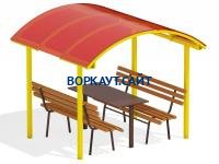 Стол и лавки под навесом МАФ 4005 в Саранске