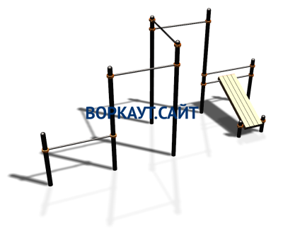 Воркаут комплекс разноуровневых турников со скамьей для пресса ВС-37 в Саранске