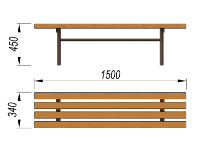 Лавочка без спинки МАФ 1601 в Саранске