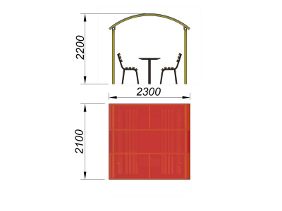 Стол и лавки под навесом МАФ 4005 в Саранске