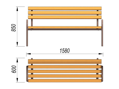 Парковая лавочка со спинкой МАФ 1605 в Саранске