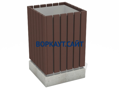 Урна деревянная квадратная с бетонным основанием МАФ 1633 в Саранске